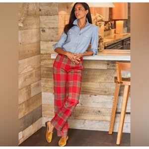 J.‎ McLaughlin Hattie Pants SZ 0 Red Black Plaid Holiday Petite  Quiet Luxury